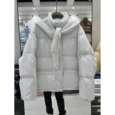 Winter Women's Fashion Short Cotton Clothes Stand-up Collar Small Scarf Warm Jacket Suit Trend
