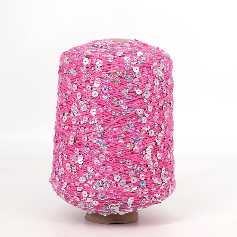 Hand-Knitted Bright Cotton Yarn with Sequins, 3MM+6MM, Combed and Fancy