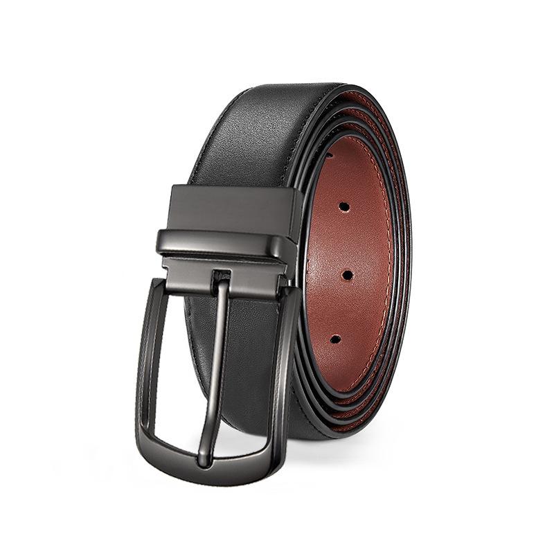 eather in uckle Belt en's ift Box owhide Men's Business Casual Jeans ouble-sided imple Belt