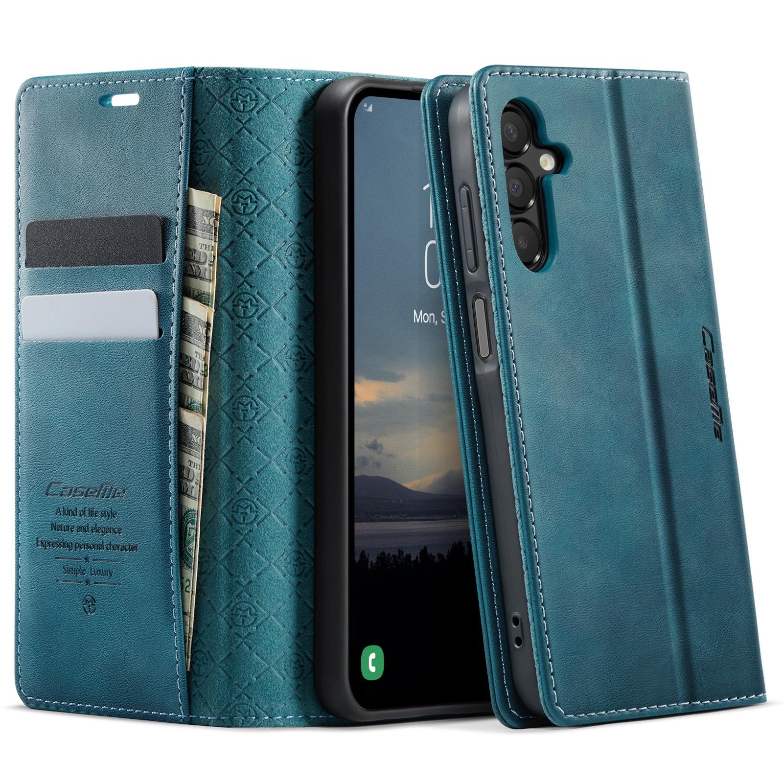 

For Samsung Galaxy A16 5G Case CASEME 033 Series RFID Blocking Wallet Stand Calf Texture Leather Phone Cover Green