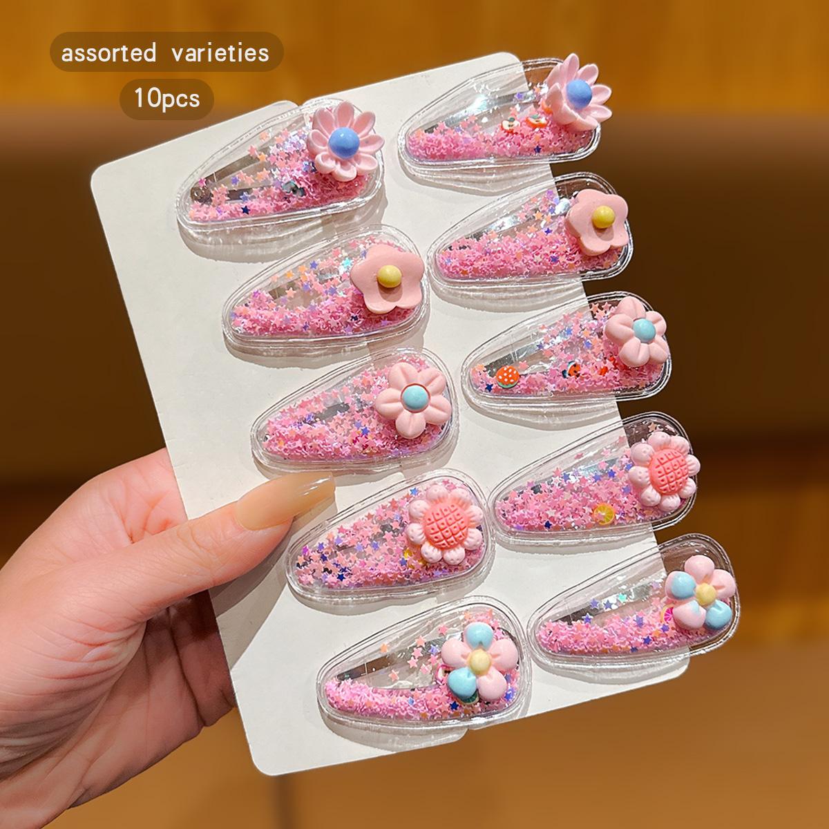 

10 pink style random hair clips with BB clips suitable for daily hair accessories