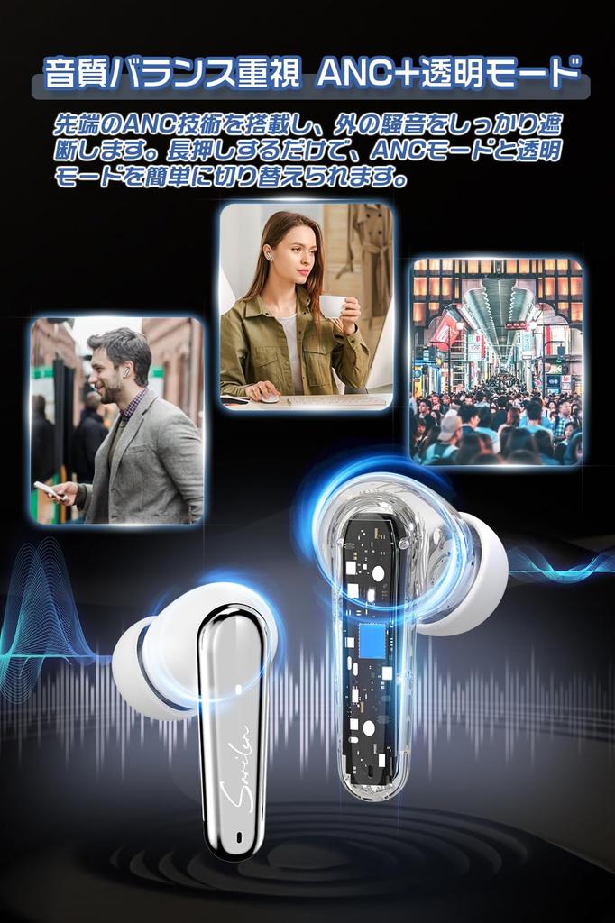 [Immersive Sound Quality with ANC Mode] Bluetooth 5.4 Wireless Earbuds with Auto Pairing, Touch Control, Hi-Fi Sound Quality, ENC Noise Cancelling,