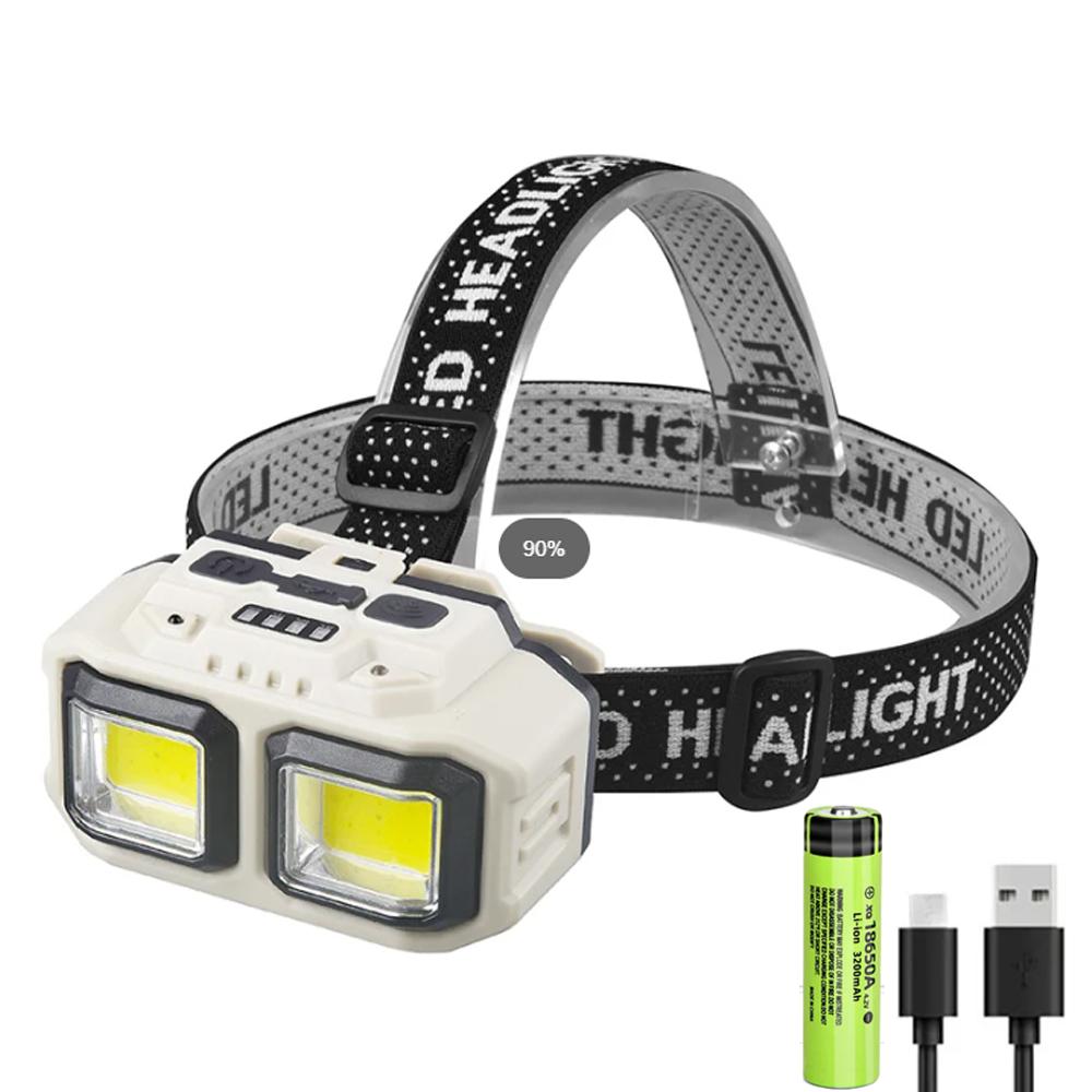USB Rechargeable LED Induction Headlamp 4 Lighting Modes Powerful Headlight Built-in Battery Outdoor Camping Fishing Lantern
