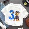 Paw Patrol Chase T-shirt for Children Birthday Figure Tee Top Boys White Clothes Cartoon Short Sleeve Kids Loose Clothing Gift