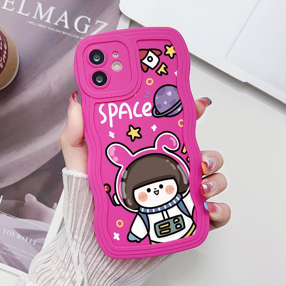 Mobile Phone Cases for iPhone 11 13 XR 15 Pro Max 12 14 Pro Max Case iPhone 16 7 Plus 8 Plus XS Max Big Wave Solid Color Cartoon Anti-drop Waterproof