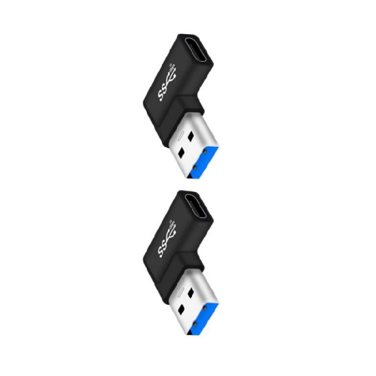 1Pair USB C To USB 3.0 Adapter 90 Degree Type C Connectors for Device Connectivitys and Charging