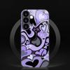 Purple heart-shaped black glass phone case suitable for Samsung Galaxy S26 S25 S24 S23 S22 S20FE/Ultra/Plus anti drop back cover