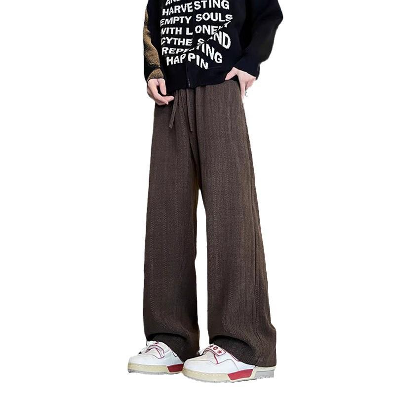Unisex Retro Jacquard Corduroy Straight-Leg Wide Sweatpants - Autumn/Winter Student Style