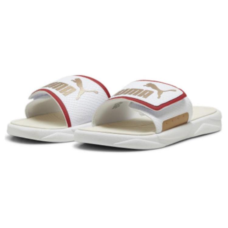 New PUMA Royalcat Comfort Slides 'White Red Gold' 395423-01