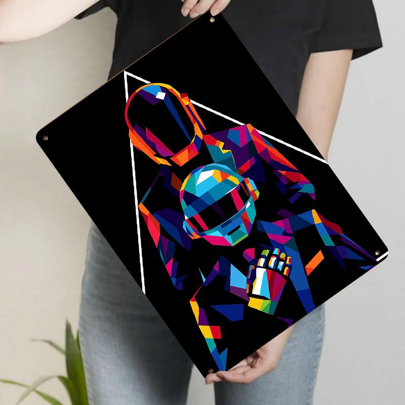 

Geometric Robot Iron Painting Modern Living Room Wall Art Metal Home Decorative Ornament 20x30cm（7.8x11.8inch）