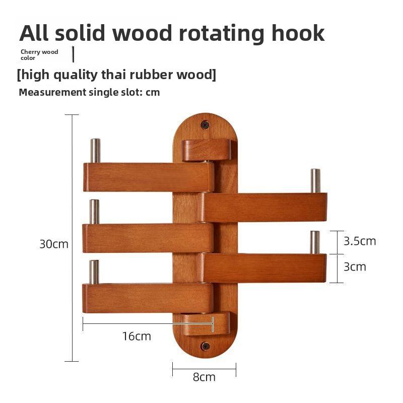 Wall mounted coat and hat rack, solid wood storage rack, bedroom rotating vertical hanging bag rack