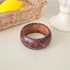 Round Wooden Bracelet Vintage Fashion Leopard Pattern Bangle Wide Ethnic Style Snake Pattern Hand Ring Unisex