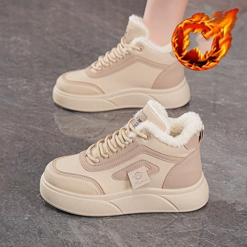 Women's Winter High Top And Thick Velvet Warm Casual Sports Cotton Shoes
