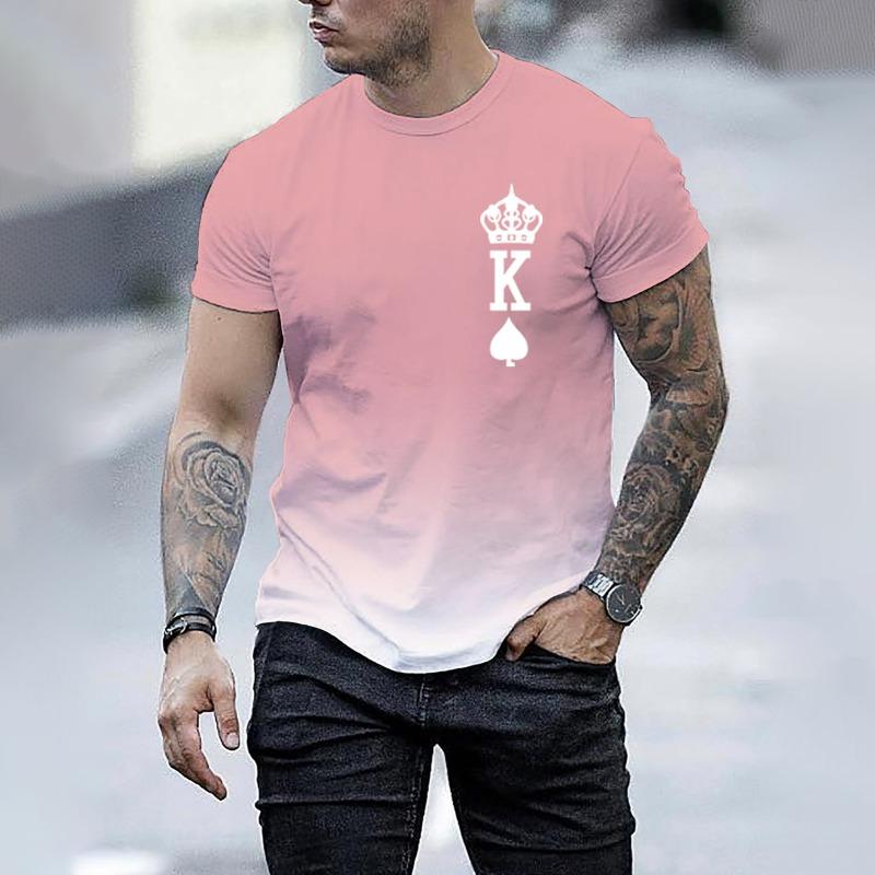 Herren Sommer 3D Digital bedrucktes einfaches Farbverlaufs-Rundhals-Kurzarm-T-Shirt