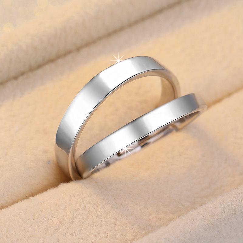 

Sterling Silver Adjustable Couple Rings - Perfect Valentine s Day or Christmas Gifts 30% Silver - Thick White Gold Plating