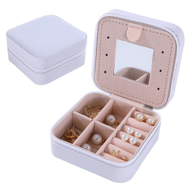 Compact Anti-Oxidation Jewelry Box with Mirror for Earrings, Rings, and Nail Accessories