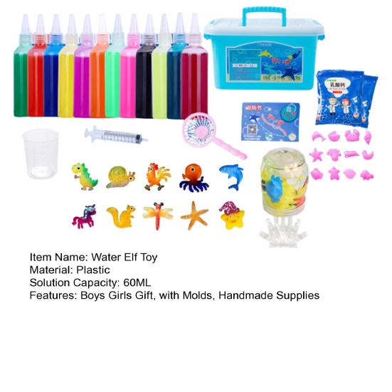 1 Set Kids Water Elf Toy Kit with 8/10/12 Shape Molds Water Gel Toy DIY Handmade Water Animal Creation Kit Toddlers Boys Girls Gift