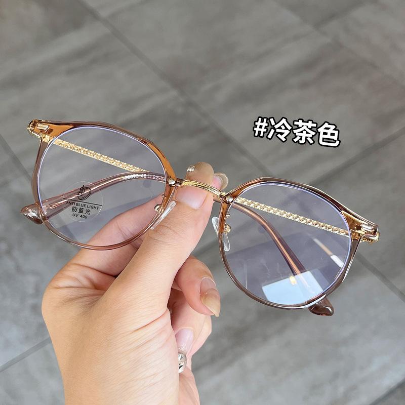Material Glasses Women Round Shape Blue Light Blocking Women'S Eyeglass Frame European American Glass For Men