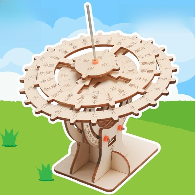 Wooden Science Experiment Kit With Mechanical Sundial For Kids Creative Stem Toy