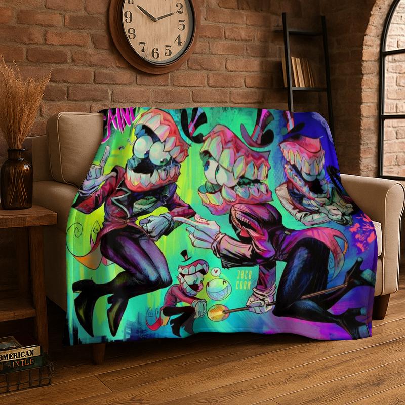 Cartoon Amizing Digtal Circus Pomni Soft Flannel Throw Blanket,Cozy Blanket for Bed,Couch,Sofa,Bedroom,Living Room,Picnic Kid