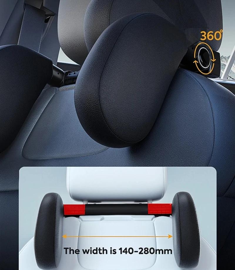Ergonomic Car Headrest Cushion – Adjustable Strap, Washable Cover for Road Trips