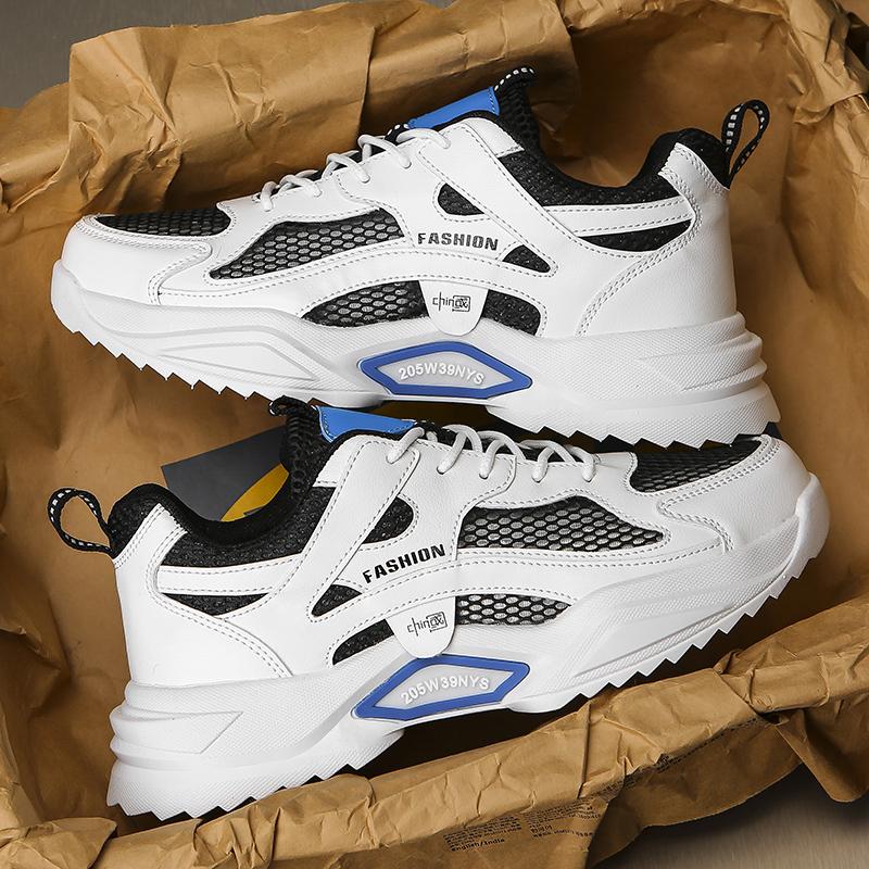 Mens Sports Shoes Casual Running Shoes Breathable Mesh Shoes Walking Basketball Sneakers Thick Soled Height Increasing Shoes