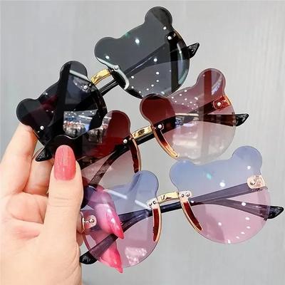 Fashionable New Outdoor Travel Skiing Sunglasses Cartoon Bear Sunglassess For Boy Girl Children Rimless Casual Sunglasses Uv400