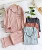Aimoha Cotton Loungewear Long Open Wide Top and Elastic Solid Korean Ulzzang Cotton Fabric Women's 100% Pajamas, Set, Sleeves, Front, Pants, Bottoms,