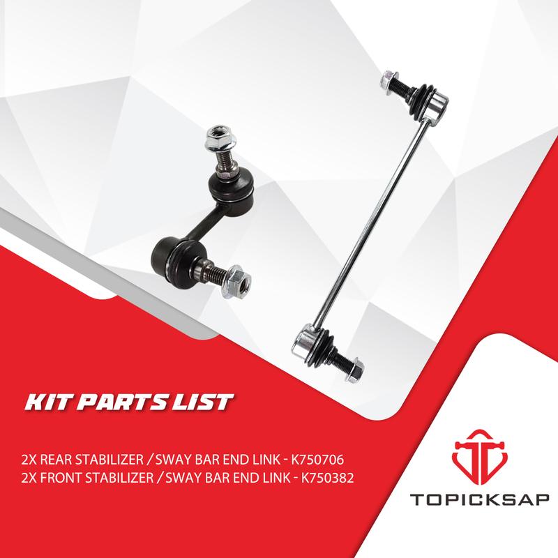 TOPICKSAP 4pcs Front & Rear Stabilizer Sway Bar End Link for Dodge Journey 2009 2010 2011 2012 2013 - 2018 68052655AA 4766962AA
