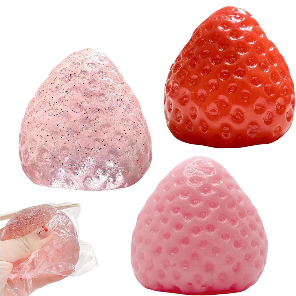 Simulated Strawberry Pinch Music, Novel Stress Relief Toy, Silicone Feel Stress Relief and Release Toy