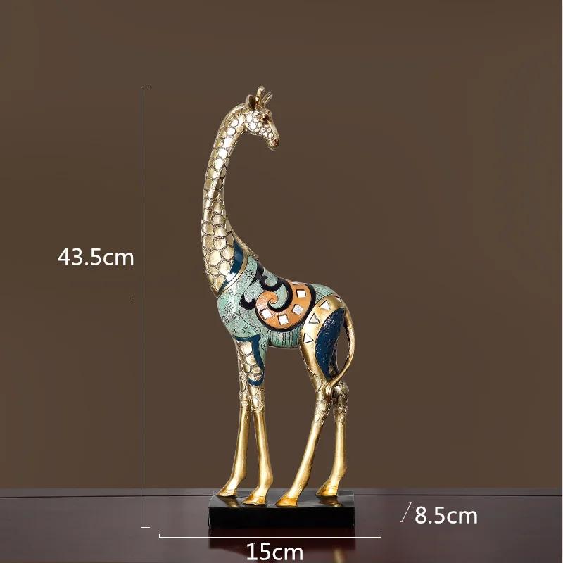 Scultura di Animale Simulato Giraffa Madre e Figlio Statua di Animale Dipinta Decorazione Moderna per la Casa Ornamenti Artigianali Dorati