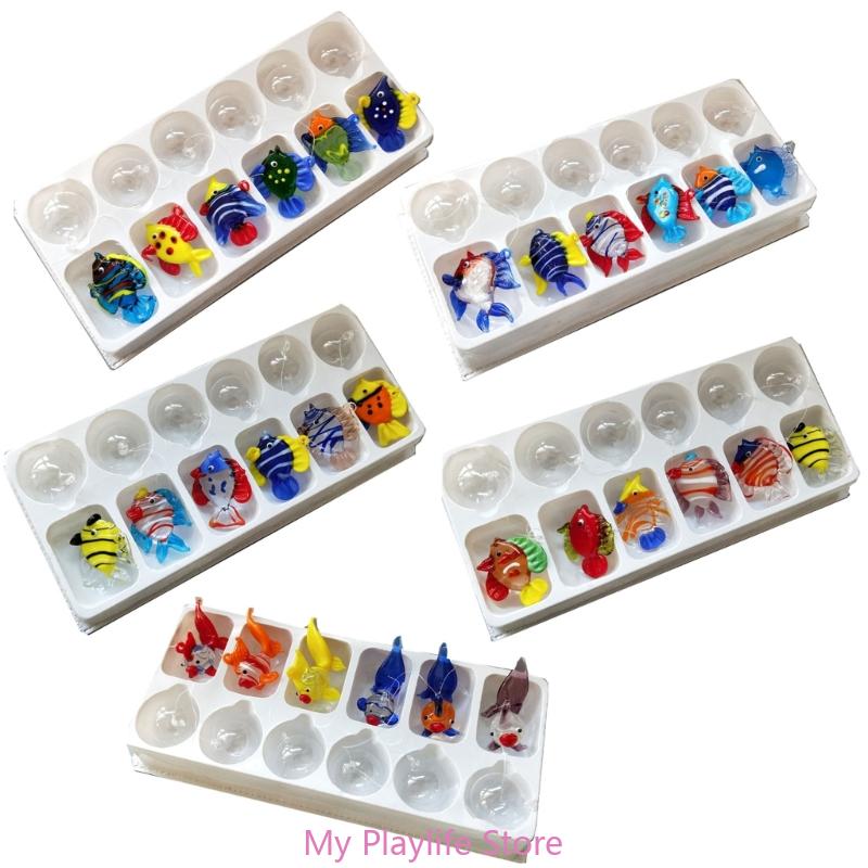 Aquariumdeko Schwebendes Meerestier Miniatur Anhänger Niedlich Glas Ozeanfisch Seestern Seestern Krabbe Clownfisch Rochen Ornament