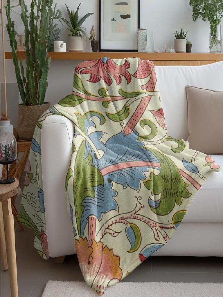 Unframed Vintage Floral Quilted Throw Blanket Soft Cozy Decorative Bed Sofa Cover Gift
