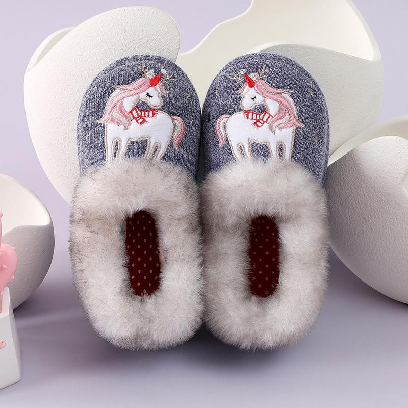 Fashion Smile PoP Fuzzy Boys Girls Indoor House Slippers Winter Warm Cute Kids Baby Shoes Outdoor Lightweight Non-Slip Home Socks Shoes