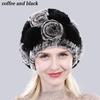 New Arrival Flowers Real Fur Hats Winter Russian Women Natural Rex Rabbit Fur Caps Lady Genuine Rex Rabbit Fur Beanies Cap