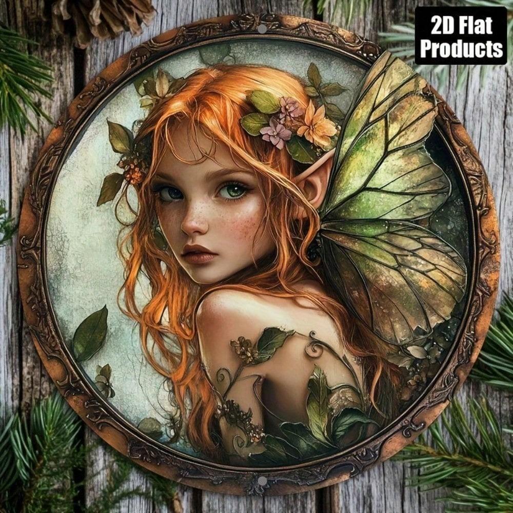 Vintage Butterfly Metal Wall Art Sign Round Aluminum Decor for Home Bar Kitchen Office