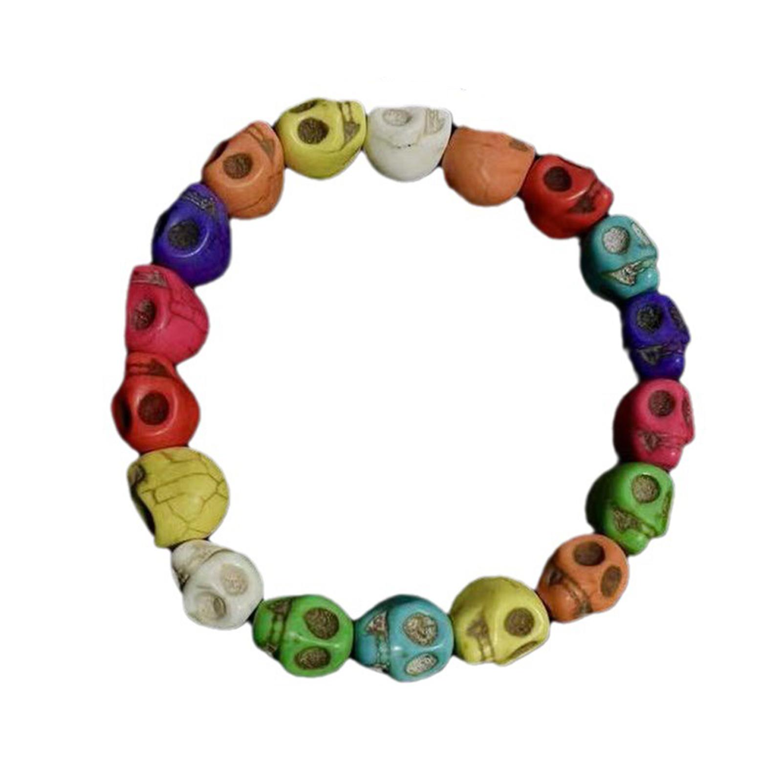 

Halloween Skull Head Bracelets Colorful Skeleton Cross Handchain Punk Personality Wristband Adjustable Strand for Women 1