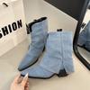 Square Heel Mid Heel Modern Boots Ankle Slip-on Shoes Female 2025 Hot Sale Spring/autumn Zipper Fashion Ankle & Bootie