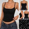 Damen Tupfen-Camisole Top, Eng anliegendes Tanktop mit Spaghettiträgern, Ärmelloses Crop-Top mit U-Ausschnitt, Lässiges Y2K Sommer-Top