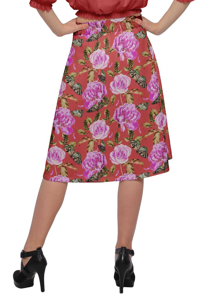Moomaya Printed Skirt For Women Poly Spandex Casual Wear Summer Girls Skirt