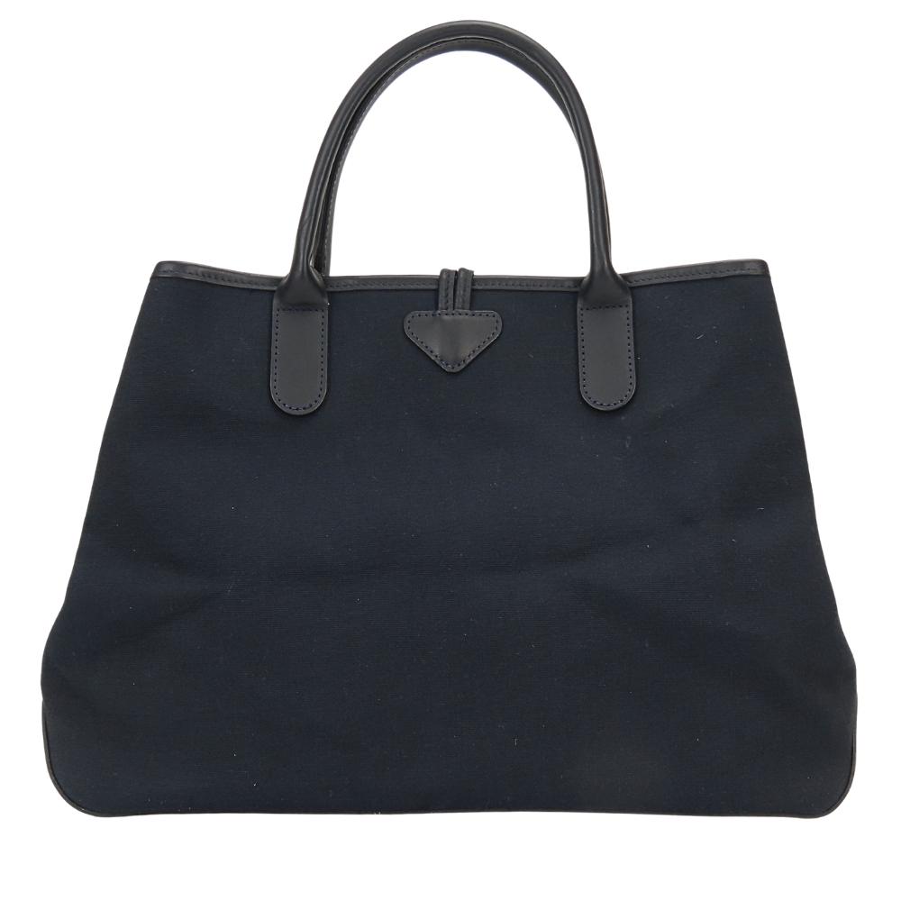 Used Longchamp Handbag Rozo canvas/leather Navy