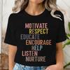 Leopard Print Teacher Tshirt Motivate Respect Educate Inspirational Quote Back To School Tee Gifts Unisex Unisex Teacher Tshirts