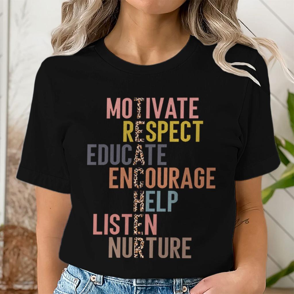 Leopard Print Teacher Tshirt Motivate Respect Educate Inspirational Quote Back To School Tee Gifts Unisex Unisex Teacher Tshirts