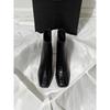 Brown short boots thick heel new versatile French high heel elastic boots velvet rear zipper square head thin boots