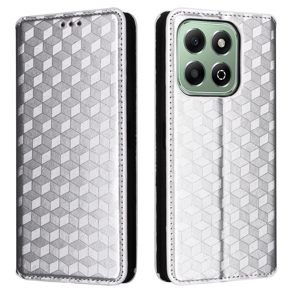 Für Honor X6b 4G Kratzfestes PU-Lederetui Rautenmuster Prägung Brieftasche Ständer Handyhülle