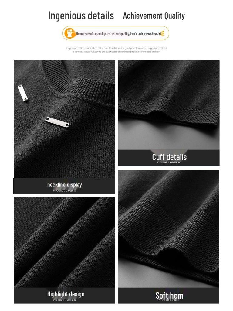 Plus Size Men's Round Neck Short Sleeve Knit Pullover - 2025 Autumn/Winter Collection