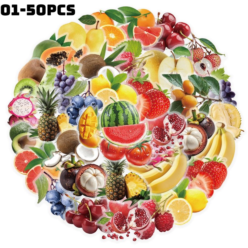 50Pcs/Set 3D Fruits PET Clear Stickers Waterproof DIY Fashion Doodle Decals Stickers (4 Styles)