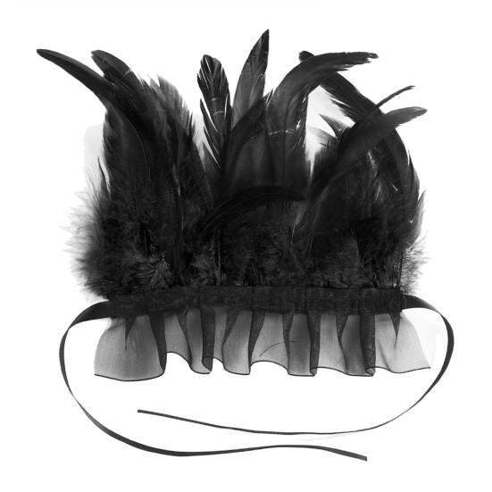 Women's Feather Wrist Cuffs Gothic Feather Fingerless Gloves Wristband Mesh Cuff for Halloween Cosplay Costume Accessories
