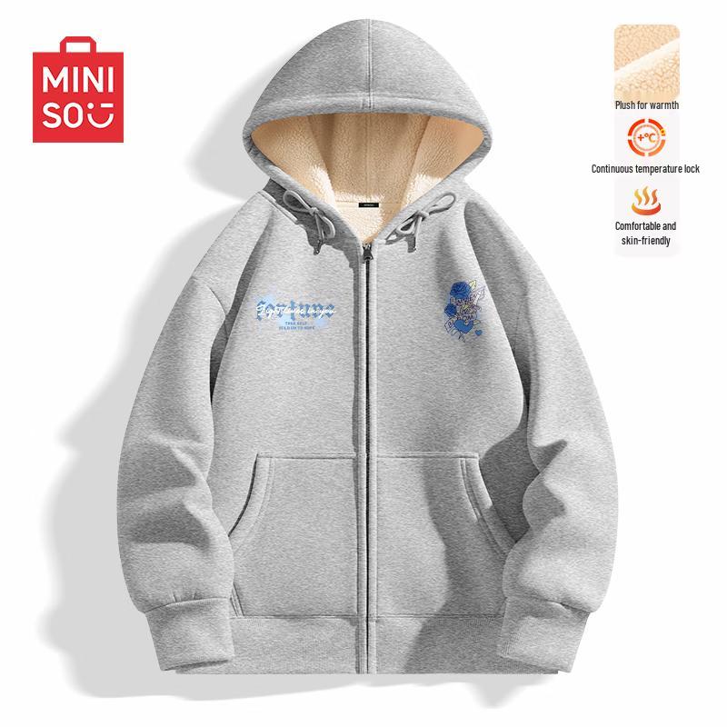

MINISO Мужской кардиган на молнии с капюшоном и флисовой подкладкой, утяжеленный 2XL