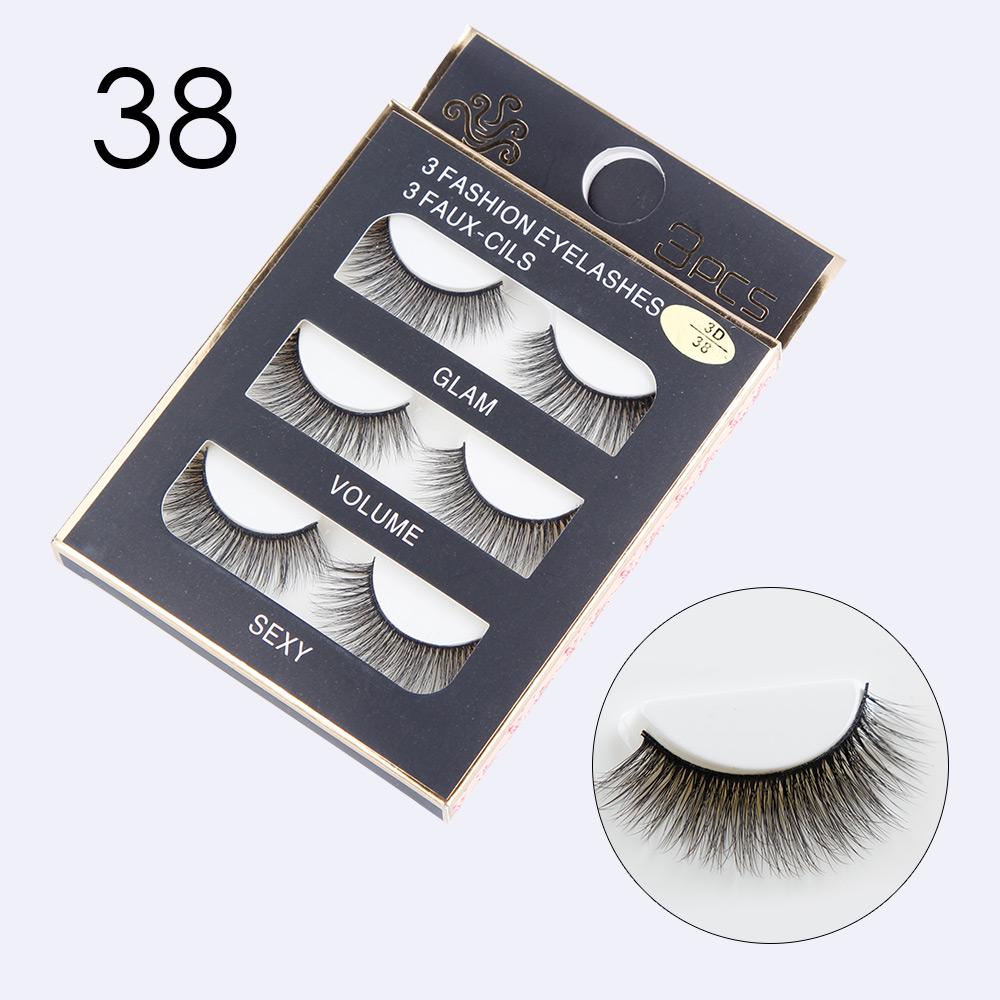 3Pairs Natural False Eyelashes 3D Mink Lashes Eyelash Extension Makeup False Lashes Kit